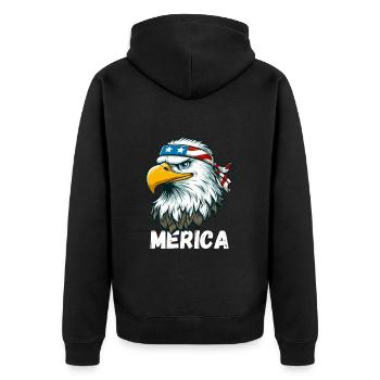 America Eagles USA Independence Day 4th of July Stars - Unisex Premium Organic Zip Hoodie - black - Back - Nico (187cm)