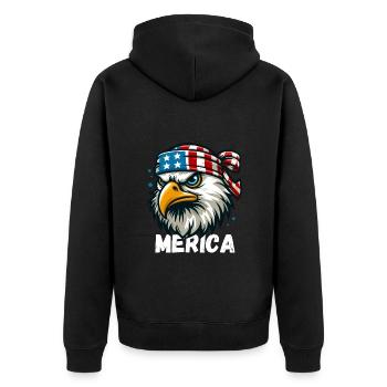 America Eagle USA Independence Day United States - Unisex Premium Organic Zip Hoodie - black - Back - Nico (187cm)