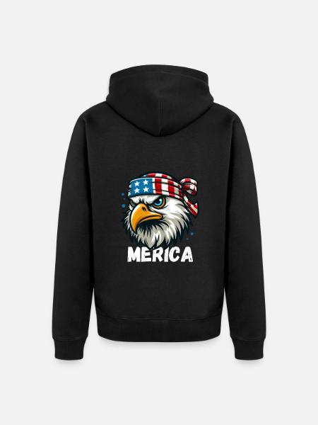 America Eagle USA Independence Day United States - Premium økologisk unisex-hættejakke - sort