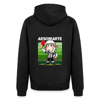 Fußball Fußballfan Finale Rote Karte Foul Lustig - Unisex Premium Bio Zip Hoodie - Schwarz - Hinten - Nico (187cm)
