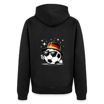 Fußball Deutschland Fußballfan Fußballspieler Tor - Unisex Premium Bio Zip Hoodie - Schwarz - Hinten - Nico (187cm)