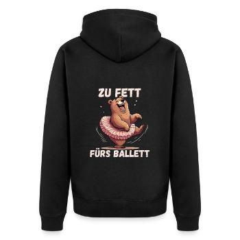 Ballett Bär Tutu Ballerina Lustig Party Karneval - Unisex Premium Bio Zip Hoodie - Schwarz - Hinten - Nico (187cm)