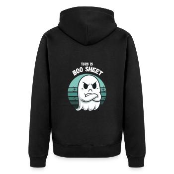 Halloween Ghost Ghost Bullshit Pun Funny - Unisex Premium Organic Zip Hoodie - black - Back - Nico (187cm)