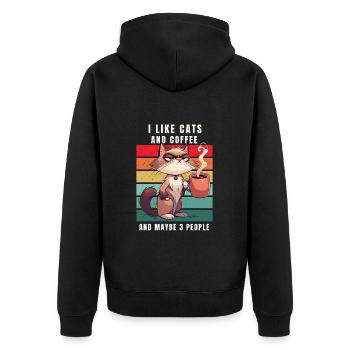 Café Chat Caféine Rétro Collègue De Bureau Drôle - Veste à capuche bio Premium Unisexe - noir - Dos - Nico (187cm)