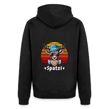 Bavaria Gingerbread Deer Spatzl October Blue-White - Unisex Premium Organic Zip Hoodie - black - Back - Nico (187cm)