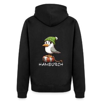 Hamburg Seagull North Sea Hamburg Coast Sea Funny - Unisex Premium Organic Zip Hoodie - black - Back - Nico (187cm)