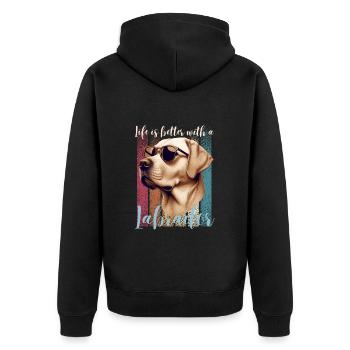 Labrador Labbi Dog Dog Owner Family Dog Fun - Unisex Premium Organic Zip Hoodie - black - Back - Nico (187cm)