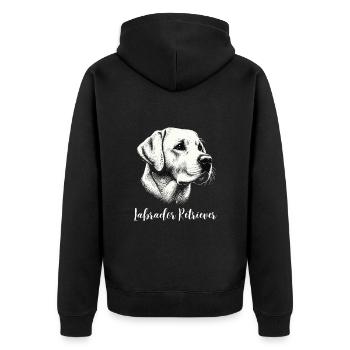 Labrador Retriever Hund Hundehalter Familienhund - Unisex Premium Bio Zip Hoodie - Schwarz - Hinten - Nico (187cm)
