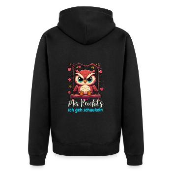 Eule Mir reicht's Motzig Schaukeln Kinder Schule - Unisex Premium Bio Zip Hoodie - Schwarz - Hinten - Nico (187cm)