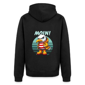 Hamburg Moin Seagull North German Funny Retro - Unisex Premium Organic Zip Hoodie - black - Back - Nico (187cm)
