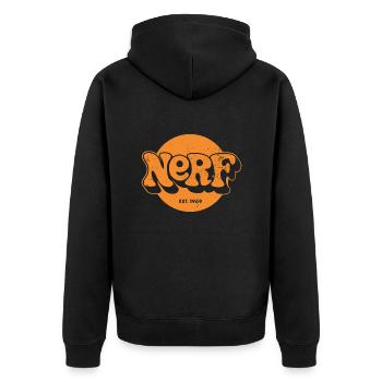 Nerf 1969 Orange Logo - Unisex Premium Organic Zip Hoodie - black - Back - Nico (187cm)