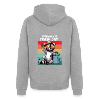 Waschbär Every Day is Trash Day Retro Klima Lustig - Unisex Premium Bio Zip Hoodie - Grau meliert - Hinten - Nico (187cm)
