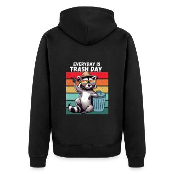 Raccoon Every Day is Trash Day Retro Climate Funny - Unisex Premium Organic Zip Hoodie - black - Back - Nico (187cm)