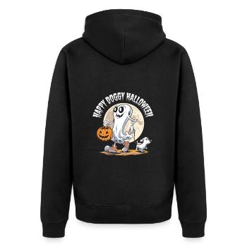 Happy Doggy Halloween Hund Geist Hundeplatz Lustig - Unisex Premium Bio Zip Hoodie - Schwarz - Hinten - Nico (187cm)