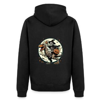 Halloween Bone Man Skeleton Dino Witch Pumpkin - Unisex Premium Organic Zip Hoodie - black - Back - Nico (187cm)