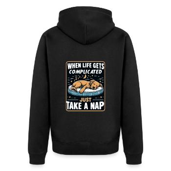 Chien Dormir Relaxant Détente Tenue de Sommeil - Veste à capuche bio Premium Unisexe - noir - Dos - Nico (187cm)