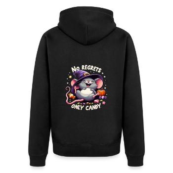 Halloween Maus Hexe Hexenhut Candy Lustig Niedlich - Unisex Premium Bio Zip Hoodie - Schwarz - Hinten - Nico (187cm)