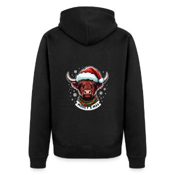 Noël Ecossais Highland Cattle Ecosse Drôle - Veste à capuche bio Premium Unisexe - noir - Dos - Nico (187cm)