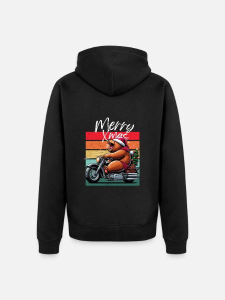 Glædelig jul Biker Motorcykel Retro Bjørn Jul - Premium økologisk unisex-hættejakke - sort