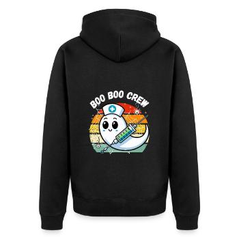Halloween Boo Boo Crew Geist Krankenschwester Fun - Unisex Premium Bio Zip Hoodie - Schwarz - Hinten - Nico (187cm)