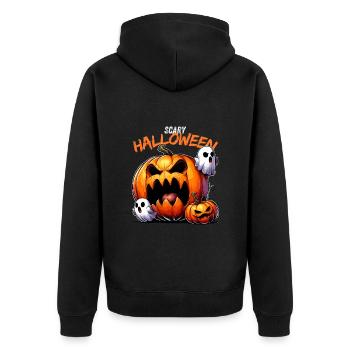 Scary Halloween Pumpkin Pumpkin Face Ghost Creepy - Unisex Premium Organic Zip Hoodie - black - Back - Nico (187cm)
