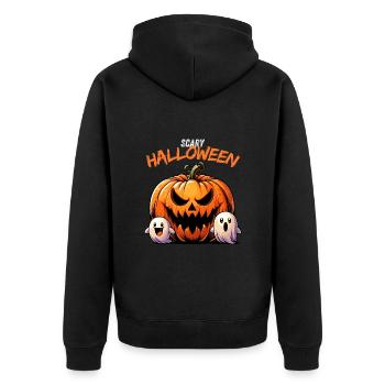Halloween Kürbis Fratze Geister Horror Gruselig - Unisex Premium Bio Zip Hoodie - Schwarz - Hinten - Nico (187cm)