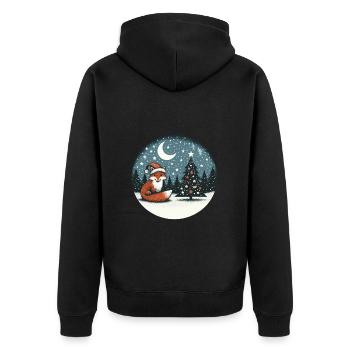Christmas Xmas Fox Christmas Hat Snow Fun - Unisex Premium Organic Zip Hoodie - black - Back - Nico (187cm)