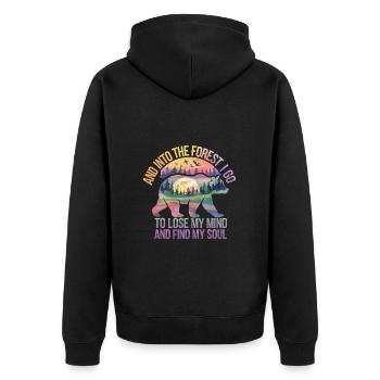 Natur Naturschutz Wald Seele Entspannung Auszeit - Unisex Premium Bio Zip Hoodie - Schwarz - Hinten - Nico (187cm)
