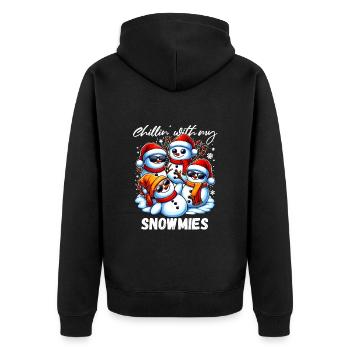 Weihnachten Schneemann Kumpel Freunde Fun Lustig - Unisex Premium Bio Zip Hoodie - Schwarz - Hinten - Nico (187cm)