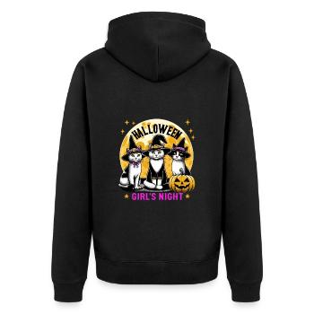 Halloween Cats Witches Girls Night Out Girlfriend Funny - Unisex Premium Organic Zip Hoodie - black - Back - Nico (187cm)