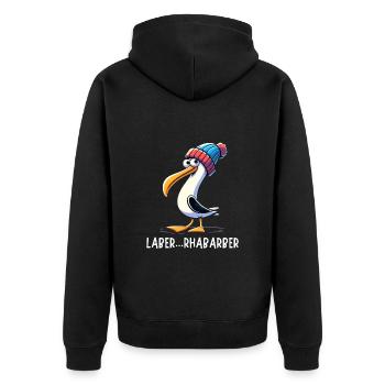 Hamburg Norddeutschland Labern Möwe Nordsee Lustig - Unisex Premium Bio Zip Hoodie - Schwarz - Hinten - Nico (187cm)
