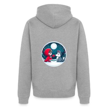 Conte de fées Petit Chaperon Rouge Loup Enfants Coeur Lune Mignon - Veste à capuche bio Premium Unisexe - gris chiné - Dos - Nico (187cm)