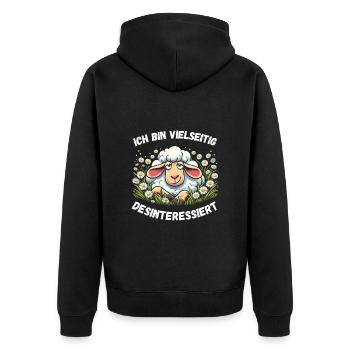Hamburg Schaf Cartoon Comic Lustig - Unisex Premium Bio Zip Hoodie - Schwarz - Hinten - Nico (187cm)