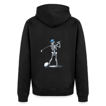 Halloween Golfer Golf Play Golf Club Skeleton - Unisex Premium Organic Zip Hoodie - black - Back - Nico (187cm)