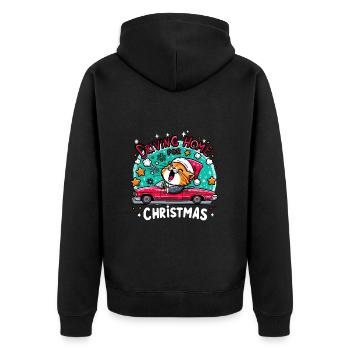 Weihnachten Katze Zuhause Familie Sterne Niedlich - Unisex Premium Bio Zip Hoodie - Schwarz - Hinten - Nico (187cm)