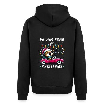 Weihnachten Katze Zuhause Familie Ferien Niedlich - Unisex Premium Bio Zip Hoodie - Schwarz - Hinten - Nico (187cm)