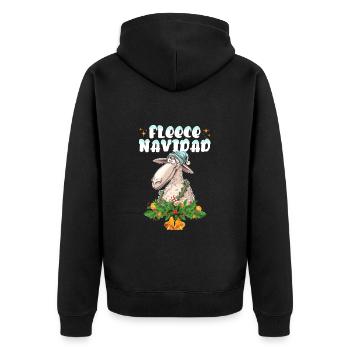 Feliz Navidad Fleece Navidad Sheep Christmas Fun - Unisex Premium Organic Zip Hoodie - black - Back - Nico (187cm)
