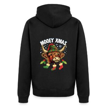 Noël Bovins écossais Highland Mooey Noël - Veste à capuche bio Premium Unisexe - noir - Dos - Nico (187cm)