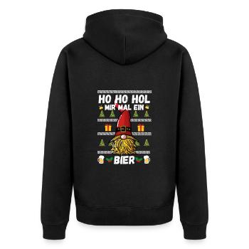 Beer Gnome Christmas Christmas Party Hohoho - Unisex Premium Organic Zip Hoodie - black - Back - Nico (187cm)