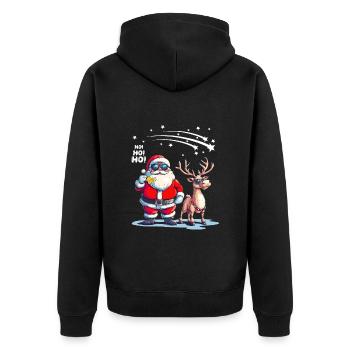 Un Père Noël cool avec des rennes dit Ho Ho Ho - Veste à capuche bio Premium Unisexe - noir - Dos - Nico (187cm)