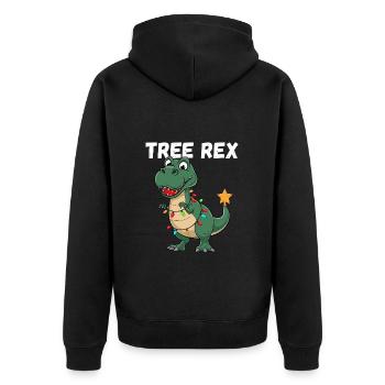 Noël dinosaure arbre Rex enfants drôle - Veste à capuche bio Premium Unisexe - noir - Dos - Nico (187cm)