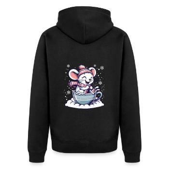 Mignon souris balade traîneau dans la neige drôle - Veste à capuche bio Premium Unisexe - noir - Dos - Nico (187cm)