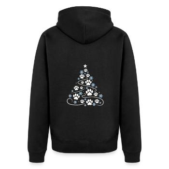 Christmas Christmas Tree Paw Paw Print - Unisex Premium Organic Zip Hoodie - black - Back - Nico (187cm)