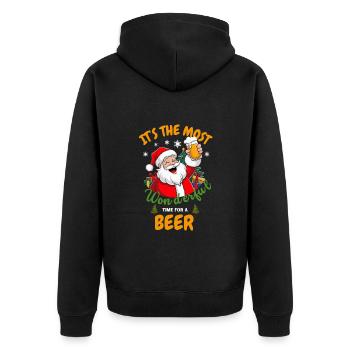 Funny Santa Claus Drinking Beer Christmas Party - Unisex Premium Organic Zip Hoodie - black - Back - Nico (187cm)