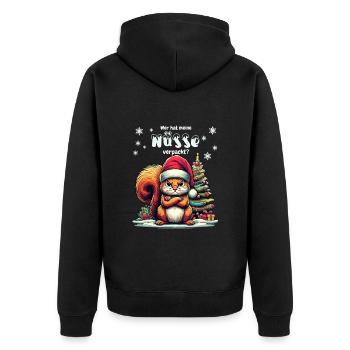 Cute squirrel looking for nuts Christmas tree - Unisex Premium Organic Zip Hoodie - black - Back - Nico (187cm)