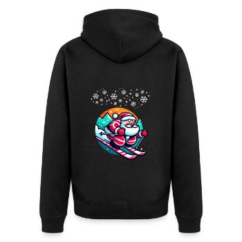 Christmas Skiing Santa Claus Winter Snow - Unisex Premium Organic Zip Hoodie - black - Back - Nico (187cm)