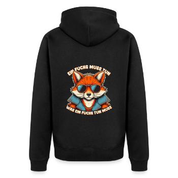 Fuchs Schlau Klug Sonnenbrille Cool Lustig Wald - Unisex Premium Bio Zip Hoodie - Schwarz - Hinten - Nico (187cm)