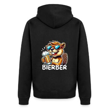 Beaver Loves Beer Party Sunglasses Carnival Alaaf - Unisex Premium Organic Zip Hoodie - black - Back - Nico (187cm)