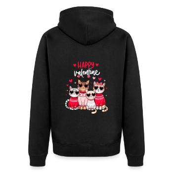 Saint-Valentin Chat Chat Chat Maman Chat Amoureux Fun - Veste à capuche bio Premium Unisexe - noir - Dos - Nico (187cm)