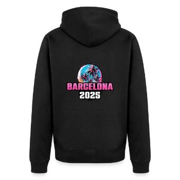 Palmiers de Barcelone 2025 - Veste à capuche bio Premium Unisexe - noir - Dos - Nico (187cm)